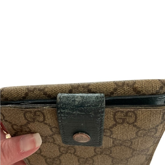 Gucci Blue and Brown Canvas Coated Folding Wallet - Picture 4 of 13